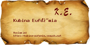 Kubina Eufémia névjegykártya